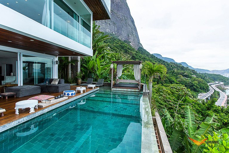 Modern oceanfront mansion with stunning views and contempora
